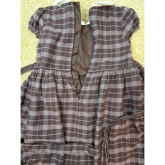 Charter Club Girl's Sz. 5 Brown White Plaid Dress White Collar Thanksgiving Fall - Picture 9 of 11